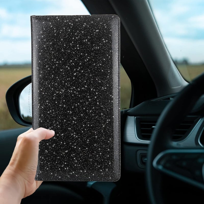 Miunice Car Registration and Insurance Holder, Bling Premium Pu Leather Vehicle Glove Box Organizer, Prefect Leather License Registration Holder for Driver License, Cards & Essential Documents (Black) - Image 5